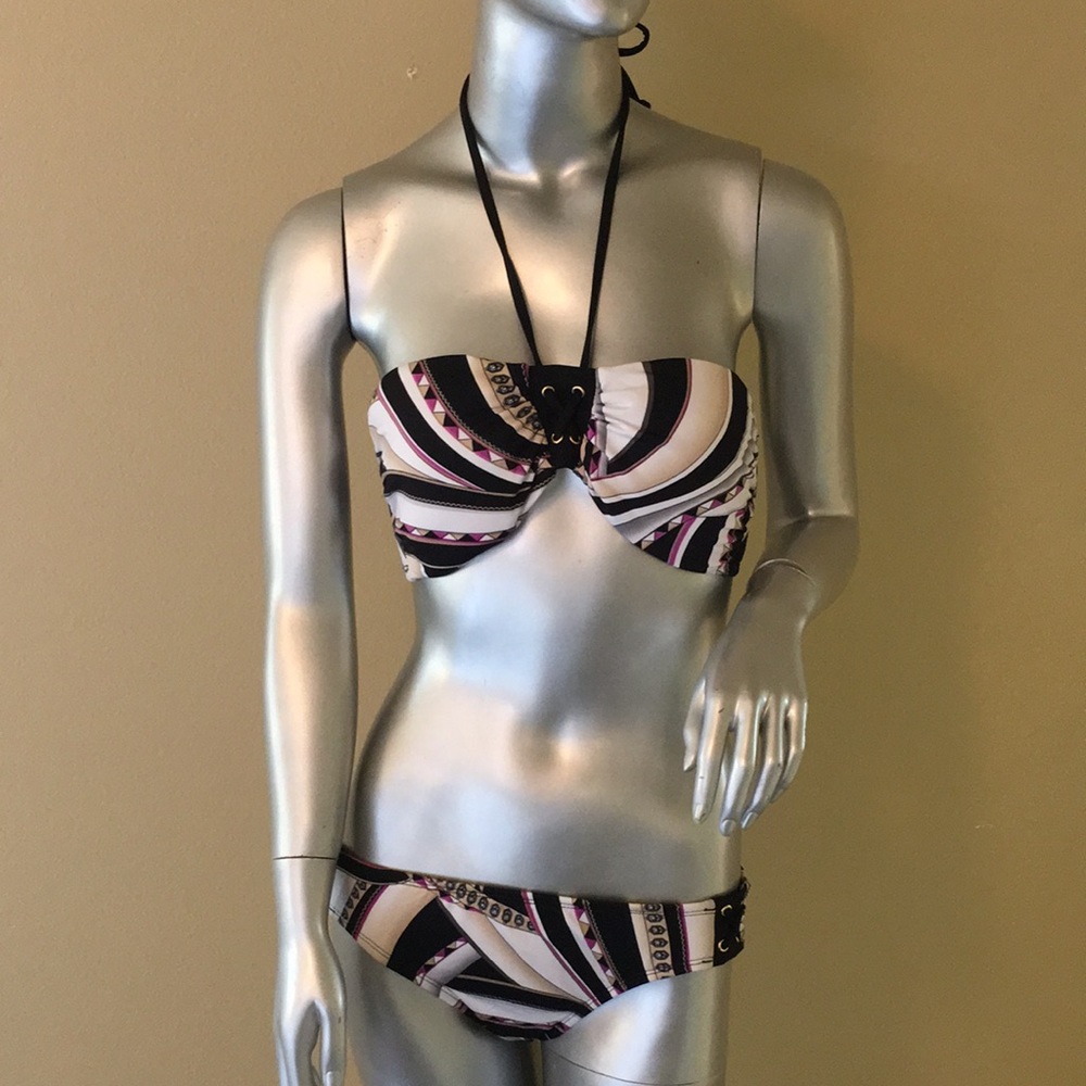 WHBM halter bikini set swimsuit Lace Up Details